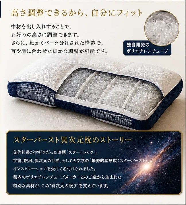 「異次元」と名付けた理由。スターバースト異次元枕に込めた想いと、最後のご案内
